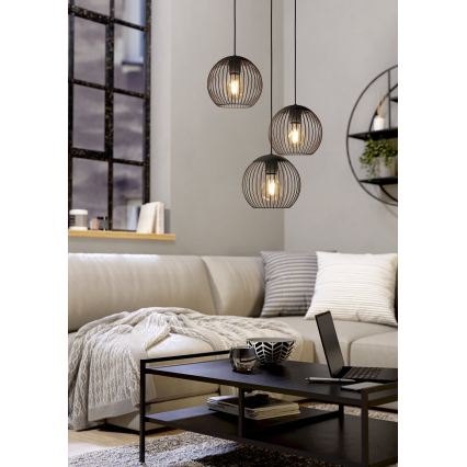Eglo - Luster na sajli 3xE27/60W/230V crna