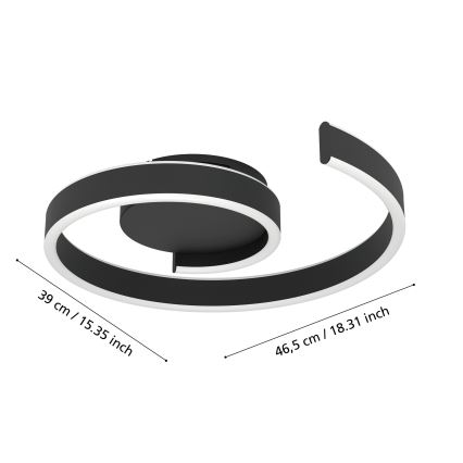 Eglo - LED RGBW prigušivo stropno svjetlo LED/37W/230V 3000-6500K crno