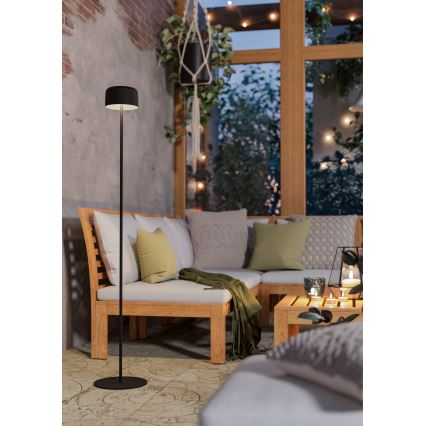 Eglo - LED solarna punjiva stojeća lampa s dodirnim upravljanjem LED/2,8W/3,7V 1800 mAh IP44 crna