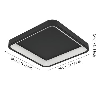 Eglo - LED RGBW prigušivo stropno svjetlo LED/20W/230V 2700-6500K 35x35 cm crna