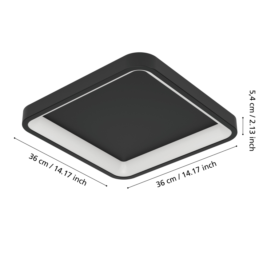 Eglo - LED RGBW prigušivo stropno svjetlo LED/20W/230V 2700-6500K 35x35 cm crna