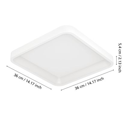 Eglo - LED RGBW stropna svjetiljka s prigušivanjem LED/20W/230V 2700-6500K 35x35 cm bijela