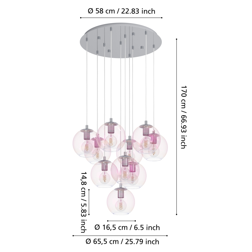 Eglo - Viseći luster na kabelu 10xE27/60W/230V polirani krom/prozirno