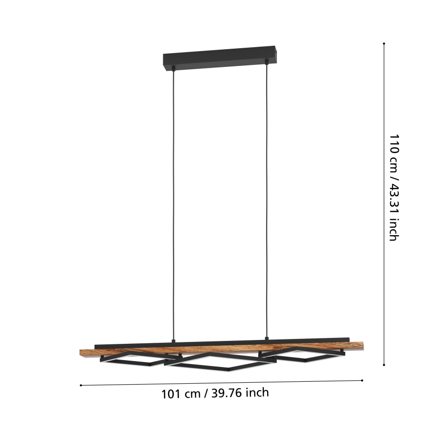 Eglo - LED luster s prigušivanjem na sajli 2xLED/13W/230V + LED/16W crna/smeđa