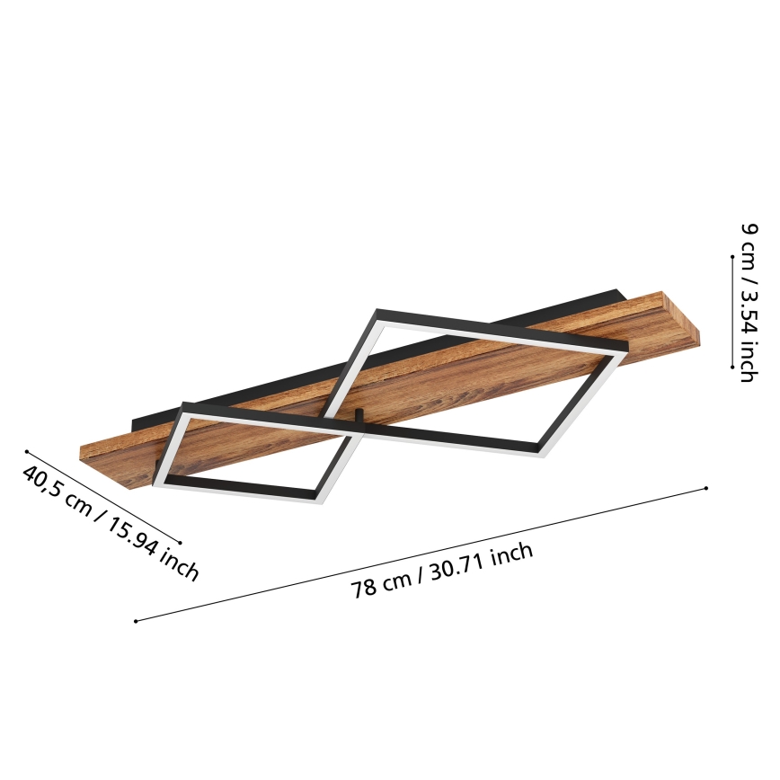 Eglo - LED stropno svjetlo LED/13W/230V + LED/15W crna/smeđa