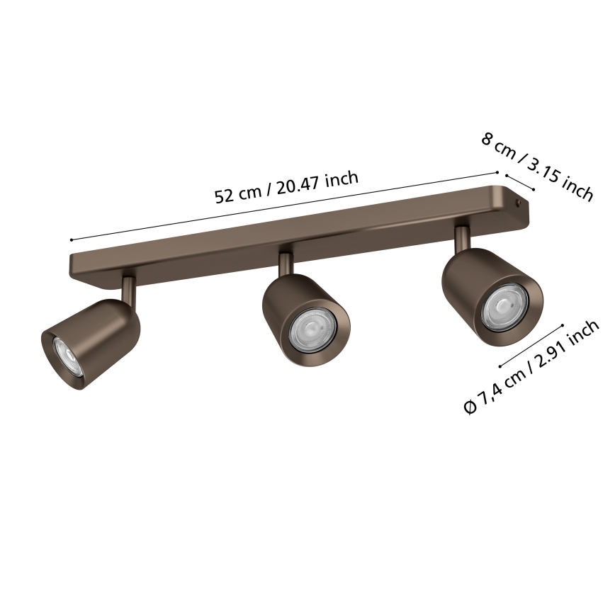 Eglo - Stropno spot svjetlo 3xGU10/10W/230V, brončano