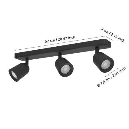 Eglo - Reflektorsko svjetlo 3xGU10/10W/230V crne boje