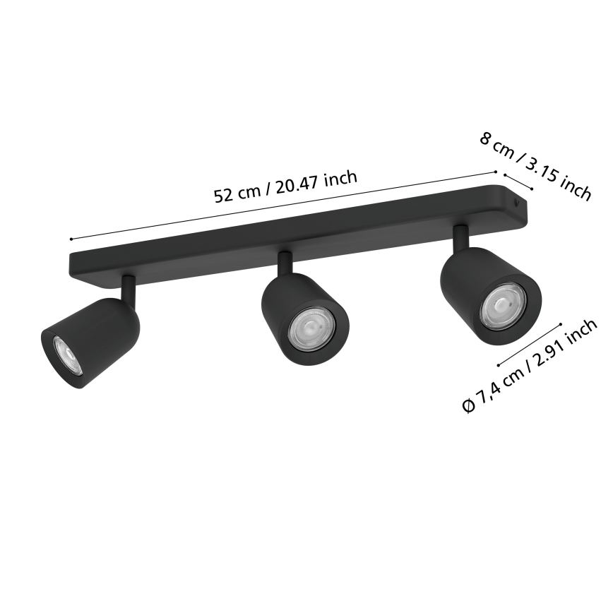 Eglo - Reflektorsko svjetlo 3xGU10/10W/230V crne boje