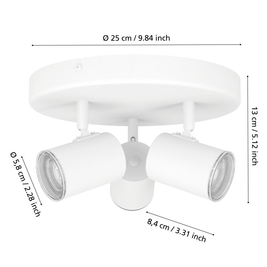 Eglo - Kupaonsko stropno spot svjetlo 3xGU10/5W/230V, Ø 25 cm, IP44, bijela