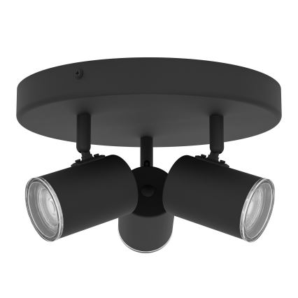 Eglo - Kupaonsko reflektorsko svjetlo 3xGU10/5W/230V, promjer 25 cm, IP44, crno