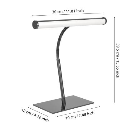 Eglo - LED stolna lampa s dodirnim upravljanjem i prigušivačem LED/5W/230V 2700/4000/6500K crni krom