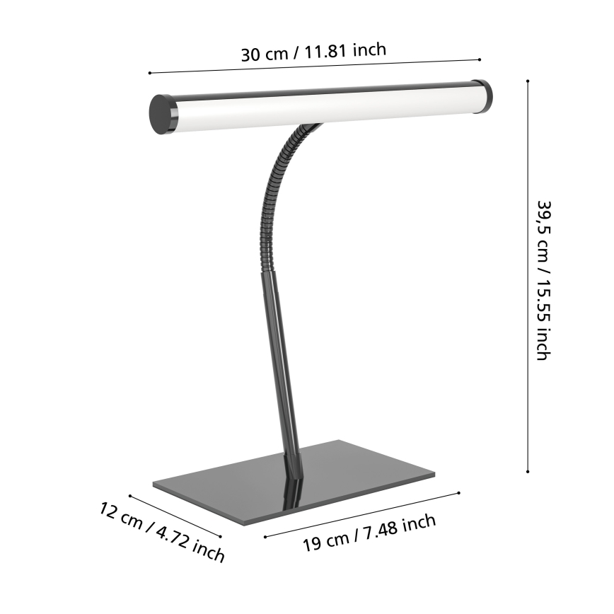Eglo - LED stolna lampa s dodirnim upravljanjem i prigušivačem LED/5W/230V 2700/4000/6500K crni krom