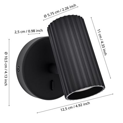 Eglo - Zidna spot svjetiljka 1xGU10/5W/230V crna