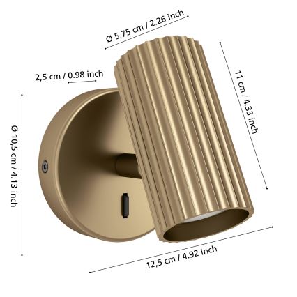 Eglo - Zidna reflektorska svjetiljka 1xGU10/5W/230V zlatna
