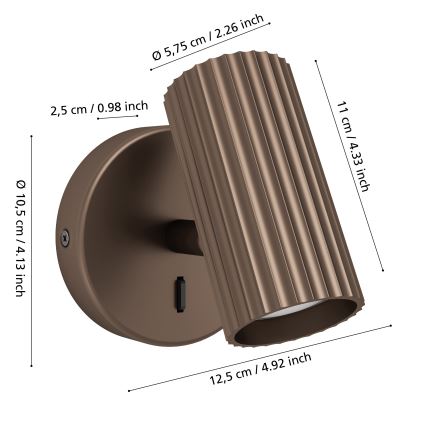 Eglo - Zidna spot svjetiljka 1xGU10/5W/230V smeđa
