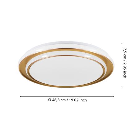 Eglo - LED stropna svjetiljka, 36W/230V, 2700/4000/6500K, promjer 49 cm, zlatna