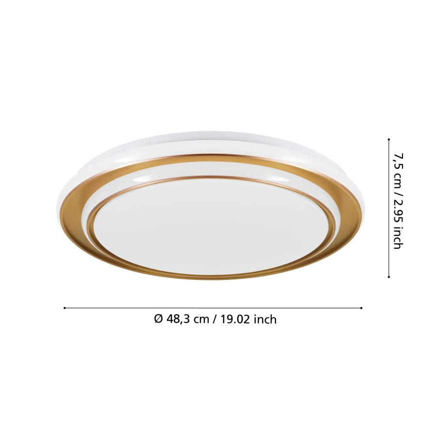 Eglo - LED stropna svjetiljka, 36W/230V, 2700/4000/6500K, promjer 49 cm, zlatna