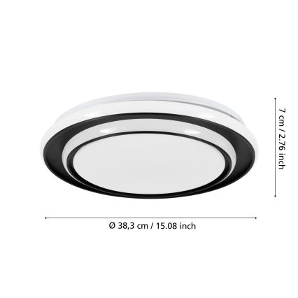 Eglo - LED stropna svjetiljka LED/24W/230V 2700/4000/6500K Ø 40 cm crna