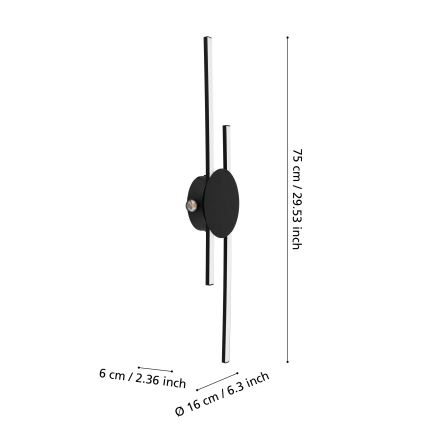 Eglo - zidna LED svjetiljka LED/20W/230V + LED/0,91W crna