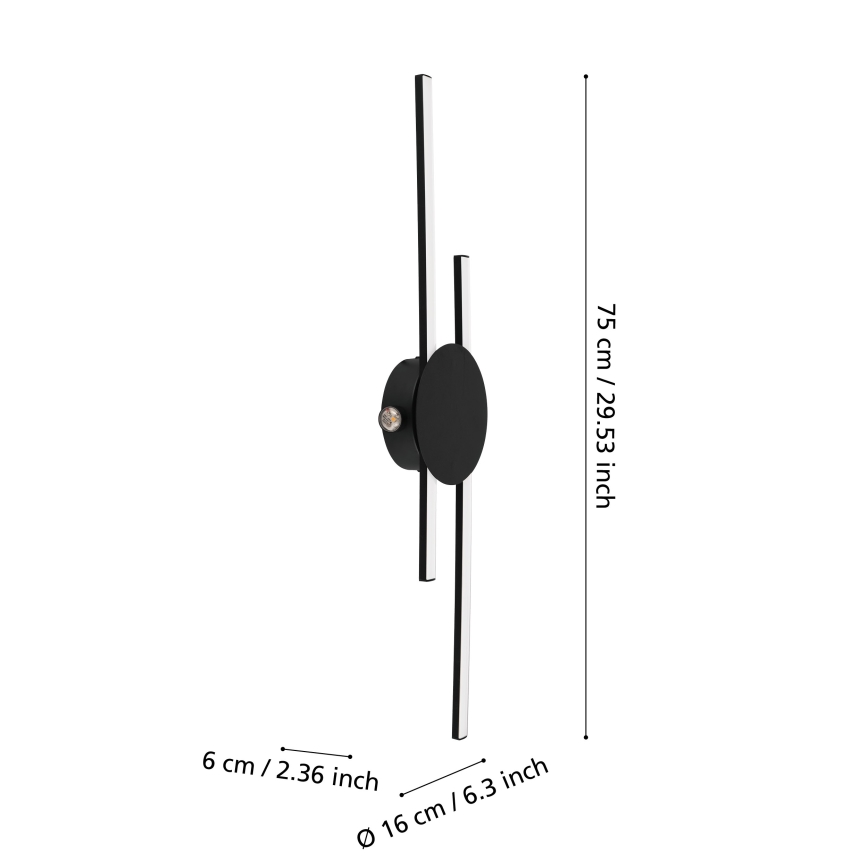 Eglo - zidna LED svjetiljka LED/20W/230V + LED/0,91W crna
