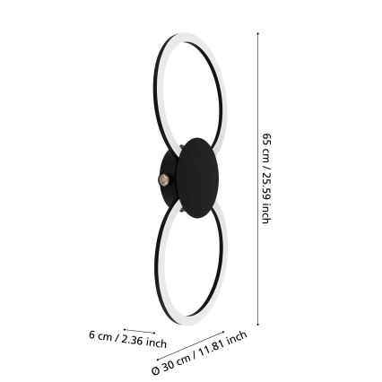 Eglo - LED zidna svjetiljka LED/20W/230V + LED/0,91W crna