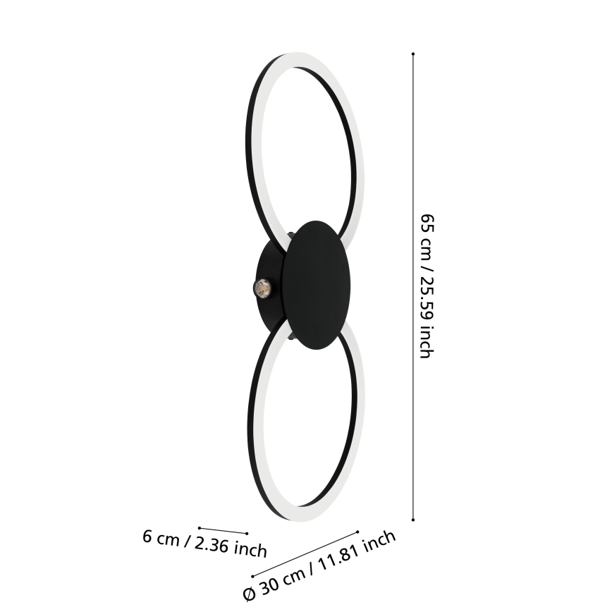 Eglo - LED zidna svjetiljka LED/20W/230V + LED/0,91W crna