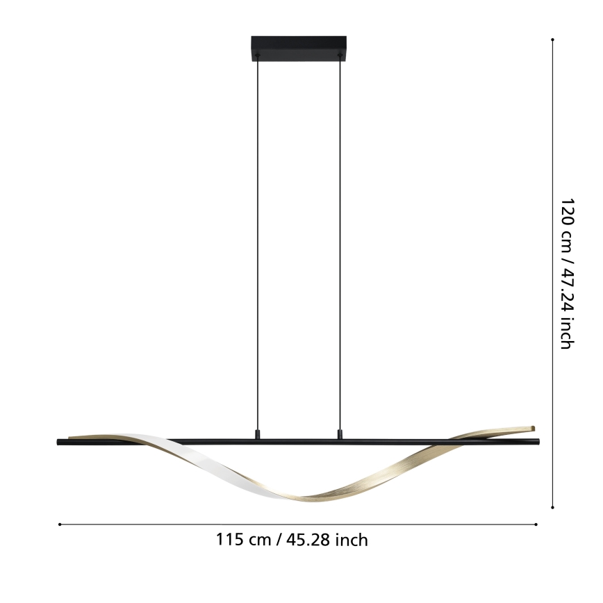 Eglo - LED luster na sajli LED/20W/230V 2700/4000/6500K crna/zlatna