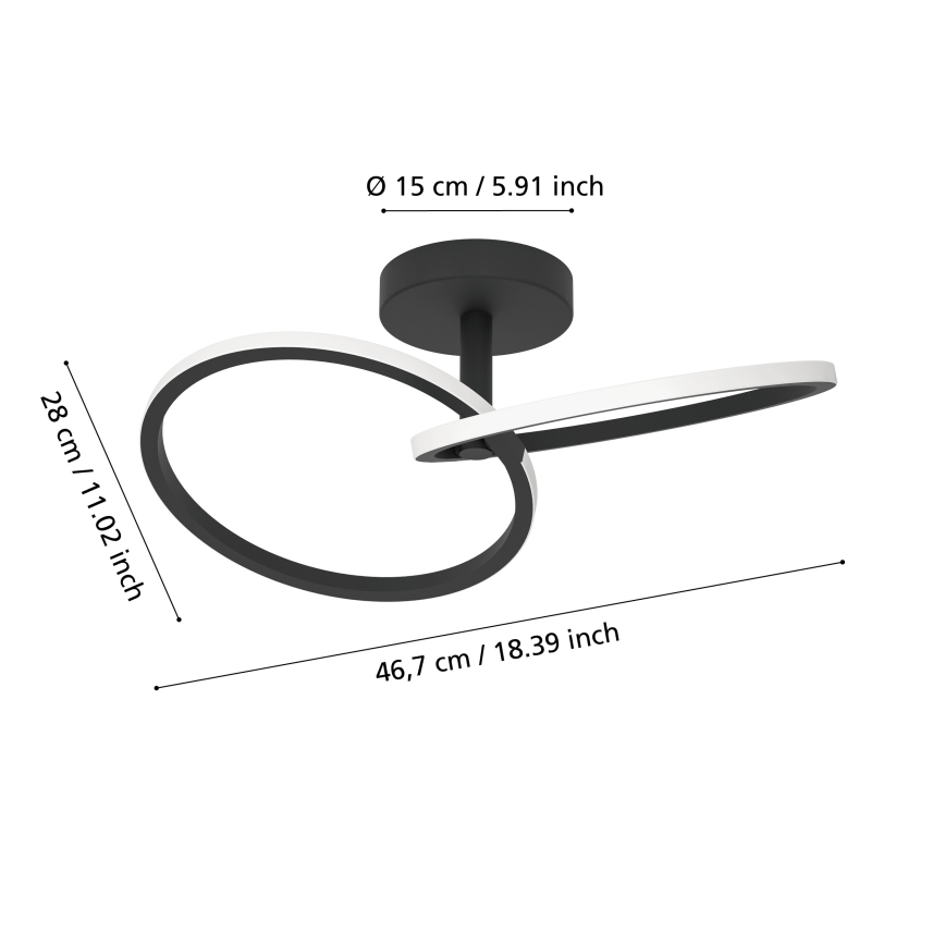 Eglo - LED stropno svjetlo LED/12W/230V 2700/4000/6500K crna