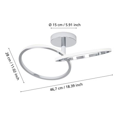 Eglo - LED stropno svjetlo LED/12W/230V 2700/4000/6500K sjajni krom