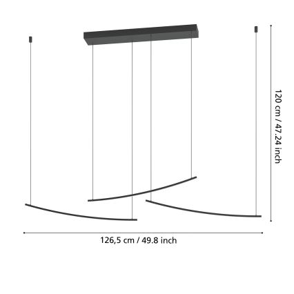 Eglo - LED luster s mogućnošću prigušivanja na sajli LED/22W/230V 2700/4000/6500K crna