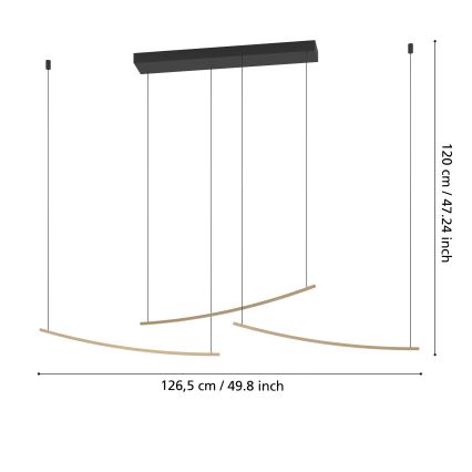 Eglo - LED luster na sajli s mogućnošću prigušivanja LED/22W/230V 2700/4000/6500K zlatna