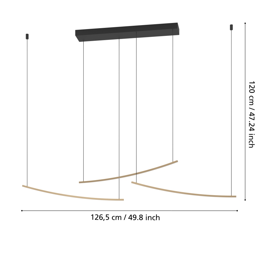Eglo - LED luster na sajli s mogućnošću prigušivanja LED/22W/230V 2700/4000/6500K zlatna
