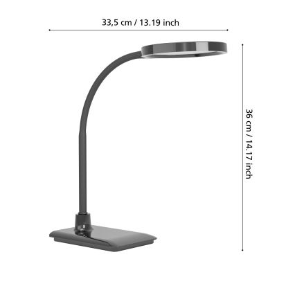 Eglo - LED Prigušiva fleksibilna stolna lampa LED/5,5W/230V 2700/4000/6500K crna