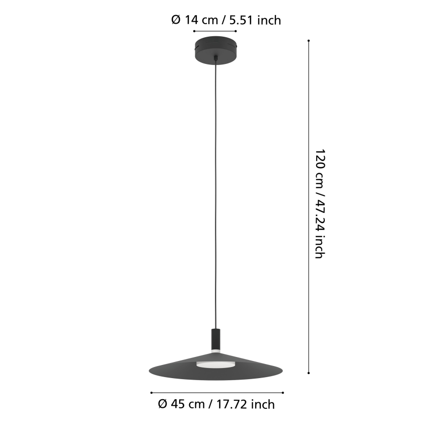 Eglo - LED RGBW luster na kabelu s mogućnošću prigušivanja LED/15,5W/230V 2700-6500K crna