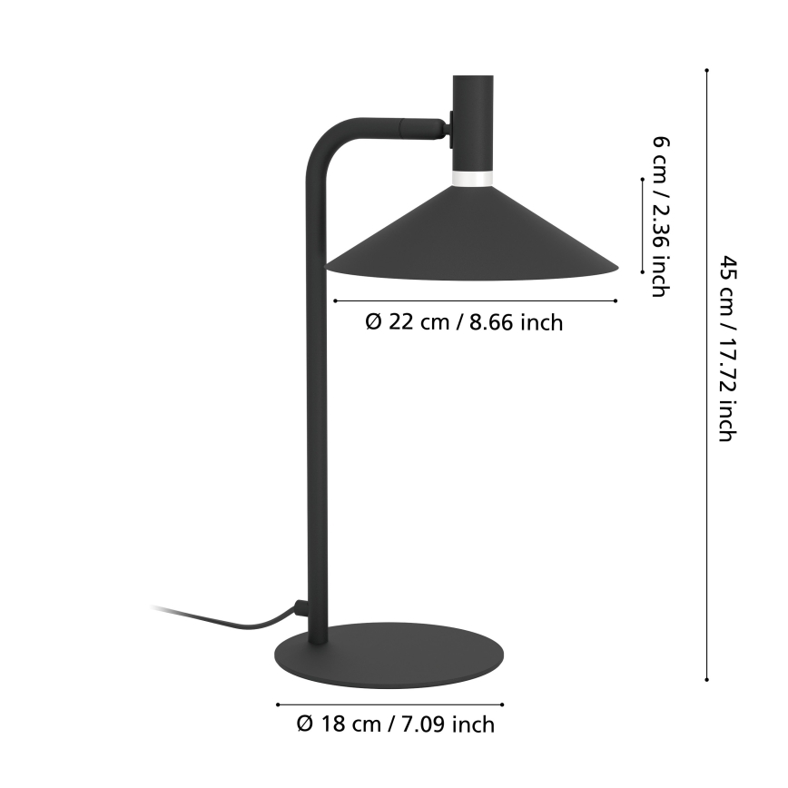Eglo - LED RGBW podesiva stolna lampa LED/7,5W/230V 2700-6500K crna
