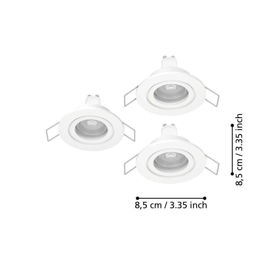 Eglo - SET 3x LED ugradna stropna reflektorska svjetiljka za kupaonicu 1xGU10/4,5W/230V IP44 bijela