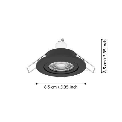 Eglo - LED kupaonsko ugradno točkasto svjetlo 1xGU10/4,5W/230V IP44 crno
