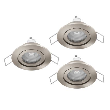 Eglo - SET 3x LED kupaonskih ugradnih reflektorskih svjetiljki 1xGU10/4,5W/230V IP44 matni krom