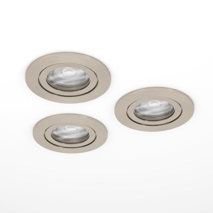 Eglo - SET 3x LED kupaonskih ugradnih reflektorskih svjetiljki 1xGU10/4,5W/230V IP44 matni krom
