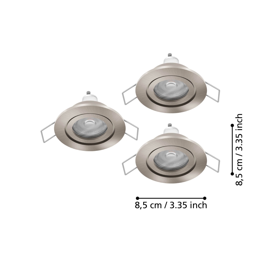 Eglo - SET 3x LED kupaonskih ugradnih reflektorskih svjetiljki 1xGU10/4,5W/230V IP44 matni krom