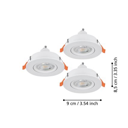 Eglo - KOMPLET 3x LED ugradnih spot svjetiljki 1xGU10/4,5W/230V bijela