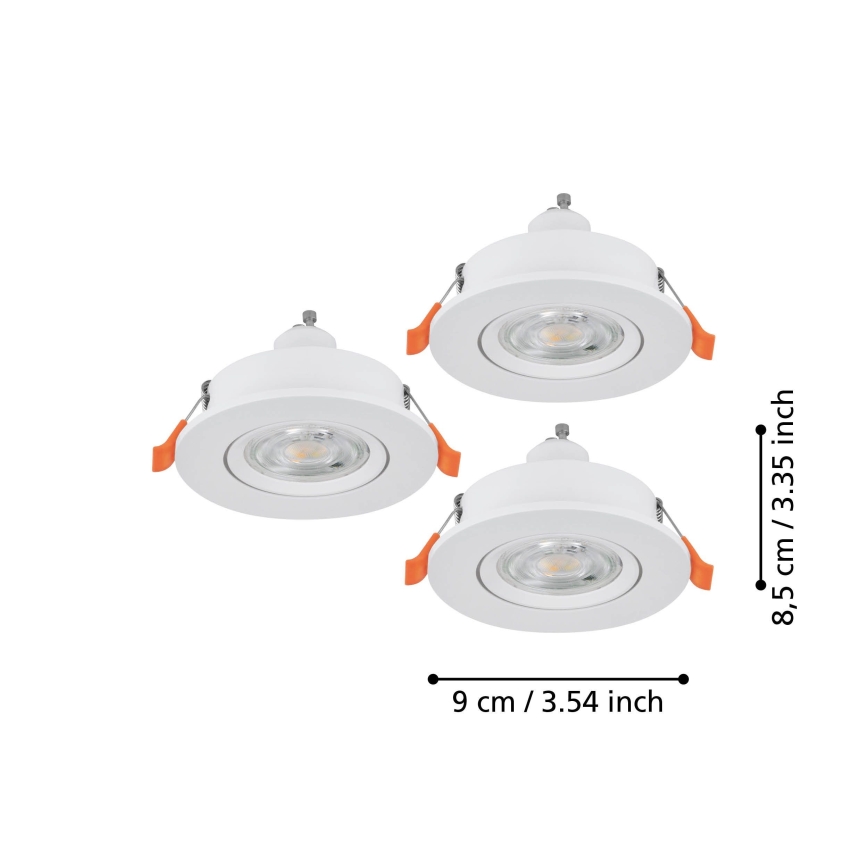 Eglo - KOMPLET 3x LED ugradnih spot svjetiljki 1xGU10/4,5W/230V bijela