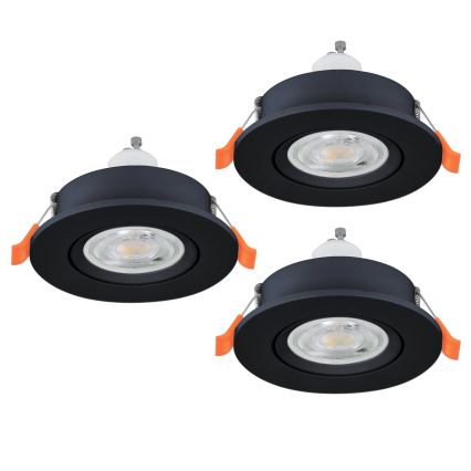 Eglo - SET 3x LED ugradni stropni reflektor 1xGU10/4,5W/230V crni