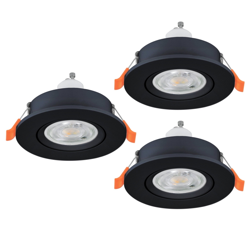 Eglo - SET 3x LED ugradni stropni reflektor 1xGU10/4,5W/230V crni