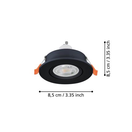 Eglo - LED kupaonsko ugradno reflektorsko svjetlo 1xGU10/4,5W/230V IP44 crno