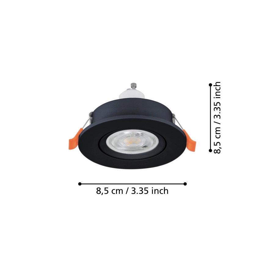 Eglo - LED kupaonsko ugradno reflektorsko svjetlo 1xGU10/4,5W/230V IP44 crno