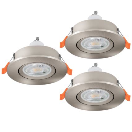Eglo - Set od 3 LED kupaonske ugradne reflektorske svjetiljke 1xGU10/4,5W/230V IP44 matni krom