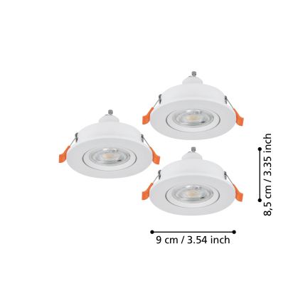Eglo - Komplet 3x LED ugradnih spot svjetiljki 1xGU10/4,5W/230V bijela
