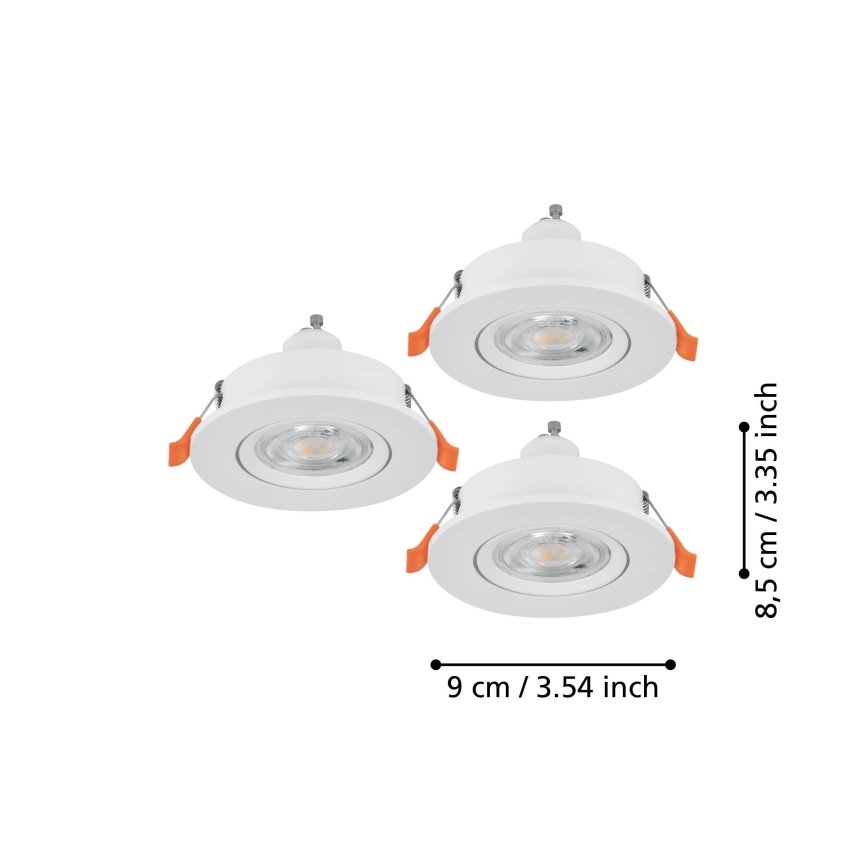 Eglo - Komplet 3x LED ugradnih spot svjetiljki 1xGU10/4,5W/230V bijela