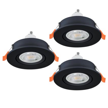 Eglo - SET 3x LED ugradni stropni spot 1x GU10/4,5W/230V crna